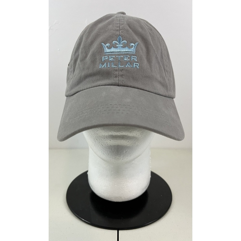 Peter Millar Gray Crown Logo Embroidered Baseball Hat Adjustable Strap MC0H01